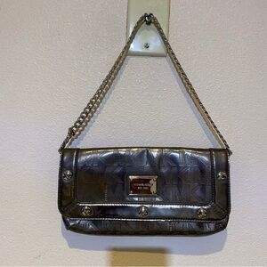 Michael Kors DELANCY DELANCEY Clutch Bag MK Sig Mirror Metallic Nickel